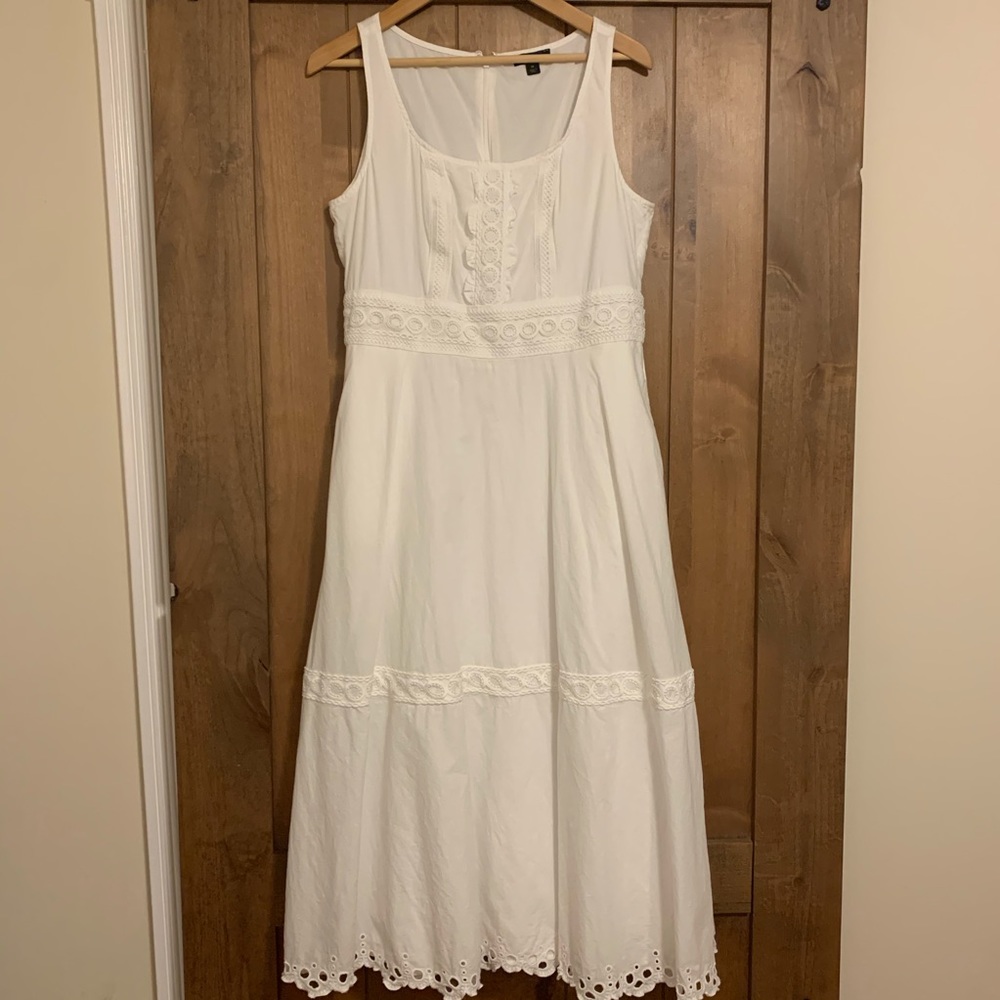 J. Crew scoopneck midi dress organic cotton M wht - Picture 2 of 7